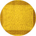 Round Persian Yellow Traditional Rug, tr2116yw