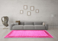 Machine Washable Persian Pink Traditional Rug, wshtr2116pnk