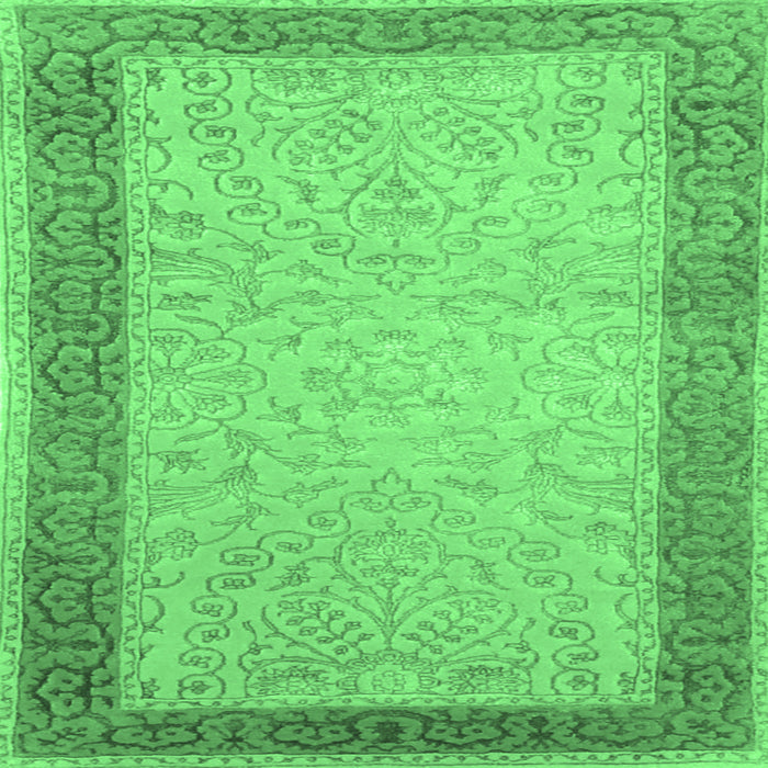 Square Persian Emerald Green Traditional Rug, tr2116emgrn