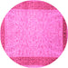 Round Persian Pink Traditional Rug, tr2116pnk