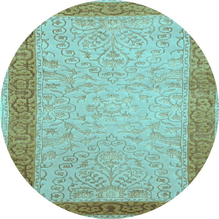 Round Machine Washable Persian Light Blue Traditional Rug, wshtr2116lblu