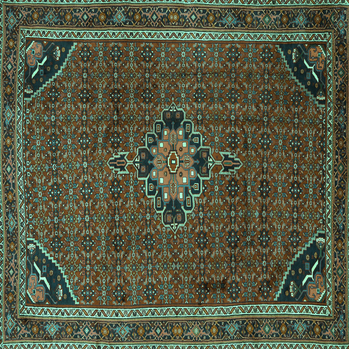 Square Machine Washable Persian Turquoise Traditional Area Rugs, wshtr2117turq