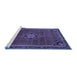 Sideview of Machine Washable Persian Blue Traditional Rug, wshtr2117blu