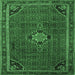 Square Machine Washable Persian Emerald Green Traditional Area Rugs, wshtr2117emgrn