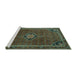 Sideview of Machine Washable Persian Turquoise Traditional Area Rugs, wshtr2117turq