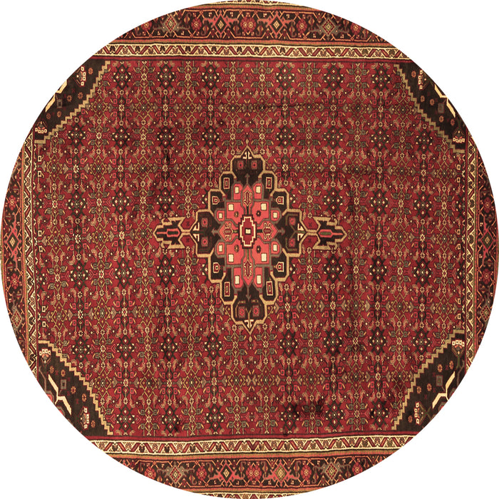 Round Persian Brown Traditional Rug, tr2117brn