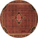 Round Persian Brown Traditional Rug, tr2117brn