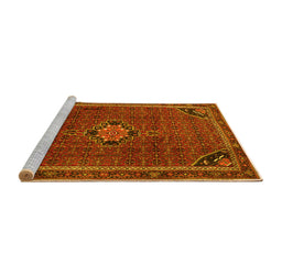Sideview of Machine Washable Persian Yellow Traditional Rug, wshtr2117yw