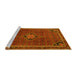 Sideview of Machine Washable Persian Yellow Traditional Rug, wshtr2117yw