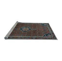 Sideview of Machine Washable Persian Light Blue Traditional Rug, wshtr2117lblu