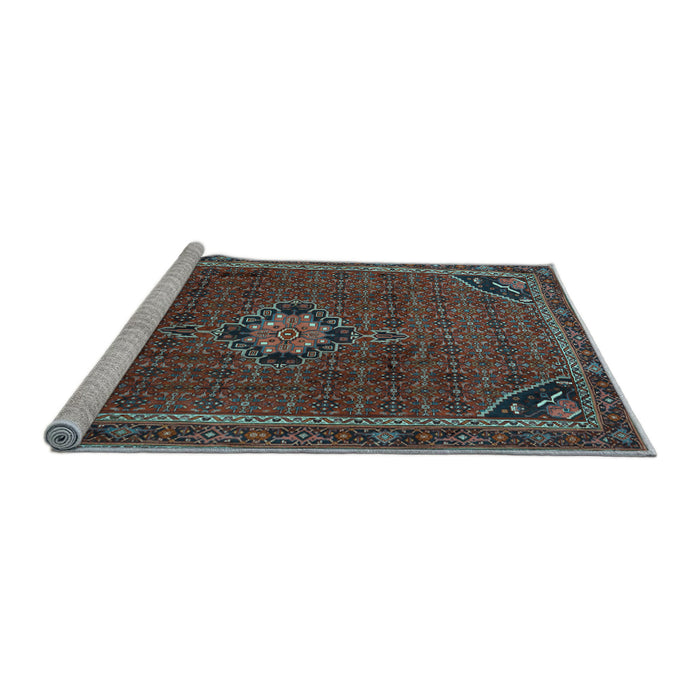Sideview of Machine Washable Persian Light Blue Traditional Rug, wshtr2117lblu