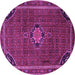 Round Machine Washable Persian Purple Traditional Area Rugs, wshtr2117pur