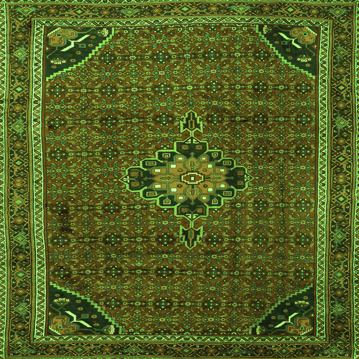 Round Machine Washable Persian Green Traditional Area Rugs, wshtr2117grn
