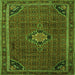 Round Machine Washable Persian Green Traditional Area Rugs, wshtr2117grn