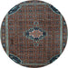 Round Machine Washable Persian Light Blue Traditional Rug, wshtr2117lblu