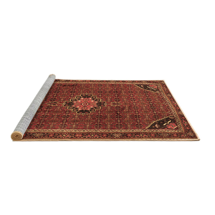 Sideview of Machine Washable Persian Brown Traditional Rug, wshtr2117brn