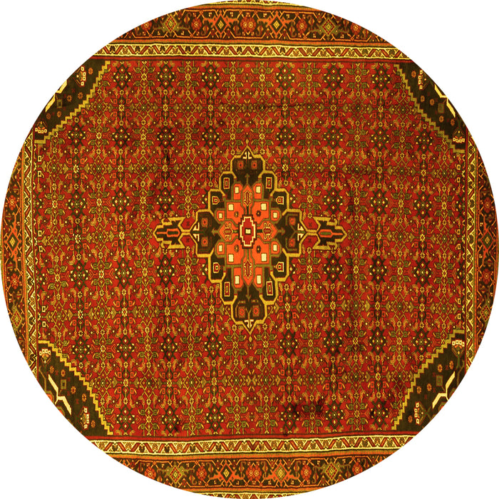 Round Machine Washable Persian Yellow Traditional Rug, wshtr2117yw