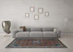 Machine Washable Persian Light Blue Traditional Rug in a Living Room, wshtr2117lblu