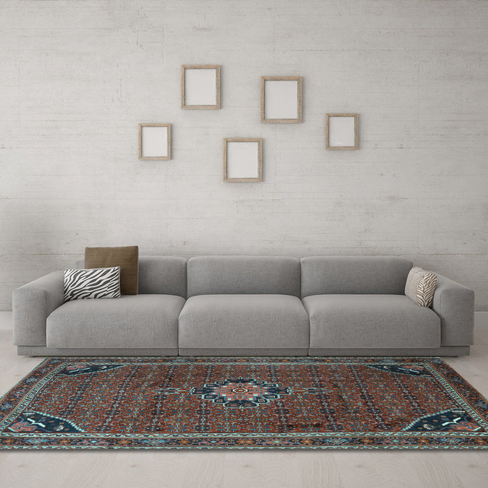 Machine Washable Persian Light Blue Traditional Rug in a Living Room, wshtr2117lblu