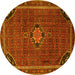 Round Persian Yellow Traditional Rug, tr2117yw