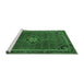 Sideview of Machine Washable Persian Emerald Green Traditional Area Rugs, wshtr2117emgrn