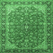 Square Medallion Emerald Green Traditional Rug, tr2118emgrn