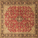 Square Medallion Brown Traditional Rug, tr2118brn