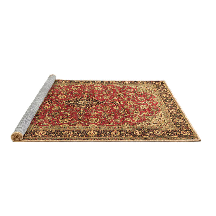 Sideview of Machine Washable Medallion Brown Traditional Rug, wshtr2118brn