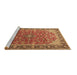 Sideview of Machine Washable Medallion Brown Traditional Rug, wshtr2118brn