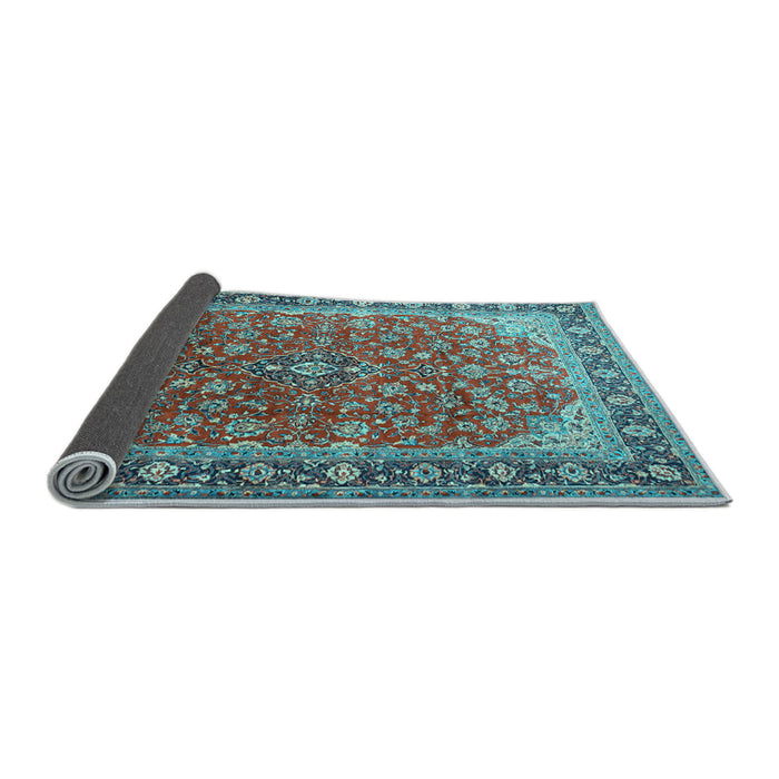 Sideview of Medallion Light Blue Traditional Rug, tr2118lblu