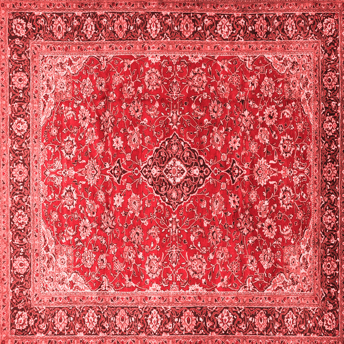 Machine Washable Medallion Red Traditional Rug, wshtr2118red