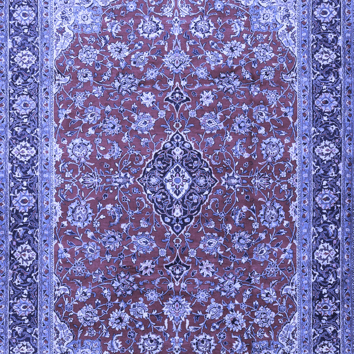 Machine Washable Medallion Blue Traditional Rug, wshtr2118blu