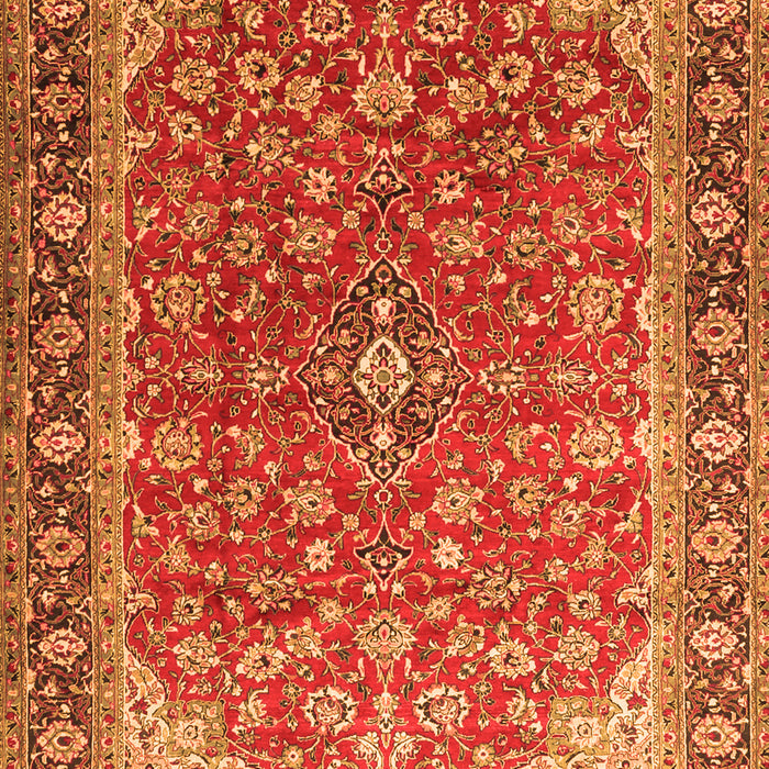 Serging Thickness of Machine Washable Medallion Orange Traditional Area Rugs, wshtr2118org