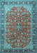 Medallion Light Blue Traditional Rug, tr2118lblu