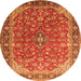 Machine Washable Medallion Orange Traditional Area Rugs, wshtr2118org