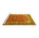 Sideview of Machine Washable Medallion Yellow Traditional Rug, wshtr2118yw