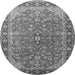 Machine Washable Medallion Gray Traditional Rug, wshtr2118gry