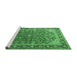 Sideview of Machine Washable Medallion Emerald Green Traditional Area Rugs, wshtr2118emgrn