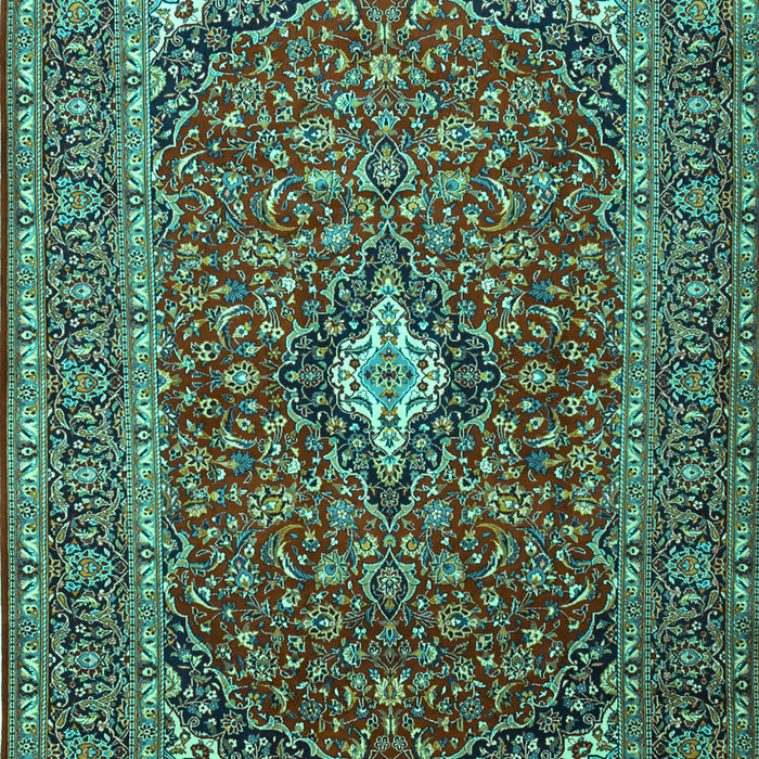 Machine Washable Medallion Turquoise Traditional Area Rugs, wshtr2119turq