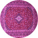 Round Medallion Pink Traditional Rug, tr2119pnk