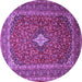 Round Medallion Purple Traditional Rug, tr2119pur