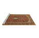 Sideview of Machine Washable Medallion Brown Traditional Rug, wshtr2119brn