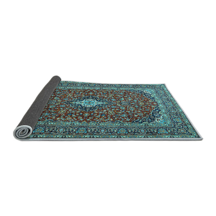 Sideview of Medallion Light Blue Traditional Rug, tr2119lblu