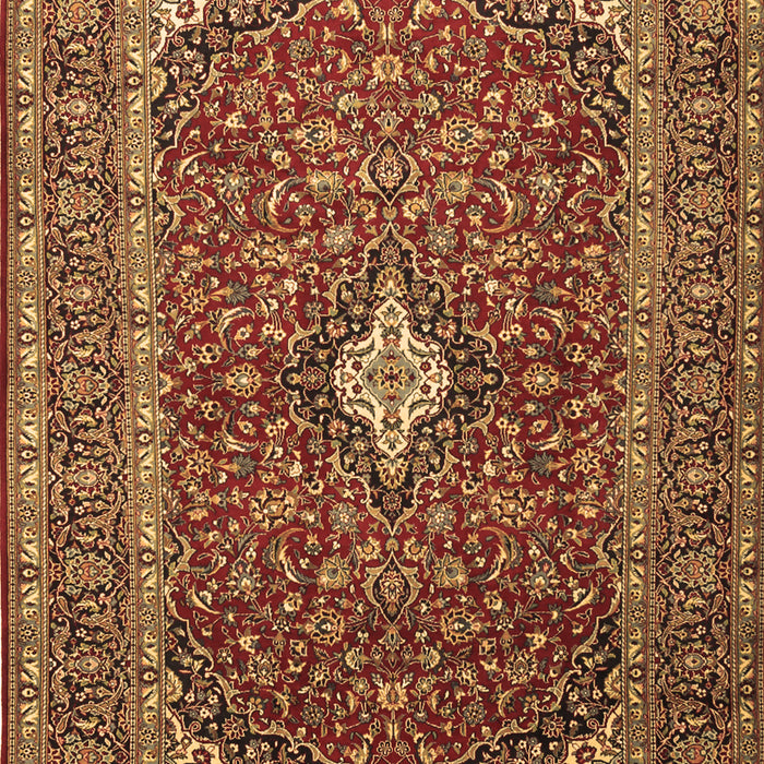 Machine Washable Medallion Brown Traditional Rug, wshtr2119brn