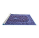 Sideview of Machine Washable Medallion Blue Traditional Rug, wshtr2119blu