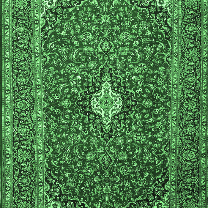 Machine Washable Medallion Emerald Green Traditional Area Rugs, wshtr2119emgrn