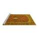 Sideview of Machine Washable Medallion Yellow Traditional Rug, wshtr2119yw