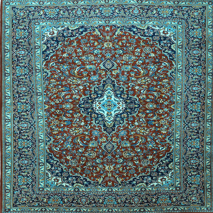 Square Medallion Light Blue Traditional Rug, tr2119lblu