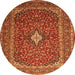 Square Medallion Orange Traditional Rug, tr2119org