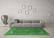 Machine Washable Medallion Emerald Green Traditional Area Rugs in a Living Room,, wshtr2119emgrn